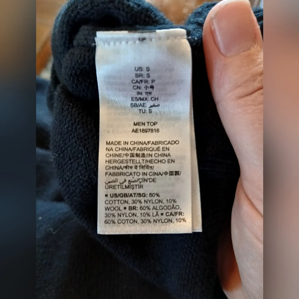Amazon Essentials Cotton Nylon Wool Blend Mens Black Sweater size Small